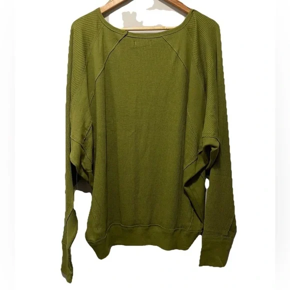 NWT Free People Ferngully Thermal‎ Top Women L Oversized Long Sleeve Boho Casual - Picture 4 of 5